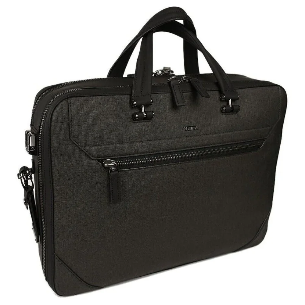 TUMI Gray ASHTON COLLINS Double Compartment Briefcase Bag Laptop NWT
